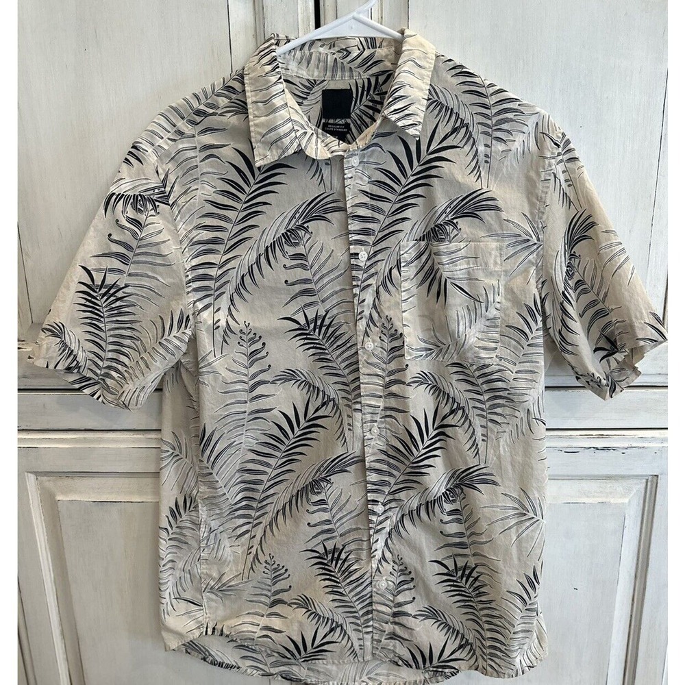 H&M 100% Cotton Men’s Regular Fir Coupe Standard Floral Button‎ Up Medium